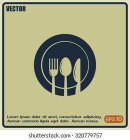 vector illustration sign with spoon, fork and knife