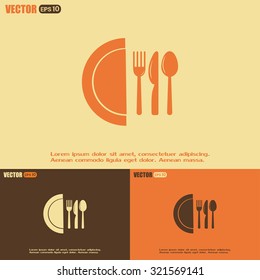 vector illustration sign with spoon, fork and knife