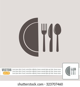 vector illustration sign with spoon, fork and knife