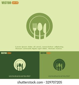 vector illustration sign with spoon, fork and knife