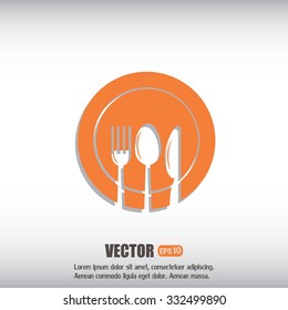 vector illustration sign with spoon, fork and knife