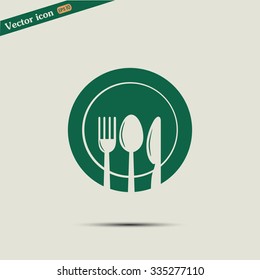 vector illustration sign with spoon, fork and knife