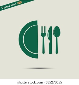 vector illustration sign with spoon, fork and knife