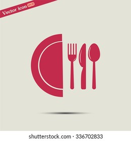 vector illustration sign with spoon, fork and knife