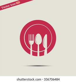 vector illustration sign with spoon, fork and knife