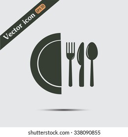vector illustration sign with spoon, fork and knife