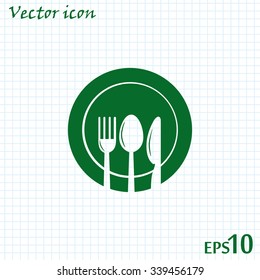 vector illustration sign with spoon, fork and knife