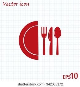 vector illustration sign with spoon, fork and knife