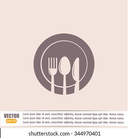 vector illustration sign with spoon, fork and knife