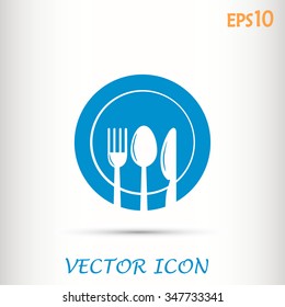 vector illustration sign with spoon, fork and knife