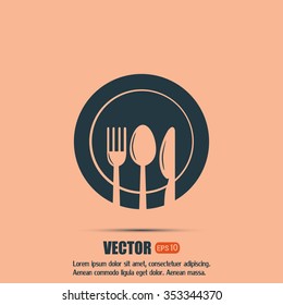 vector illustration sign with spoon, fork and knife