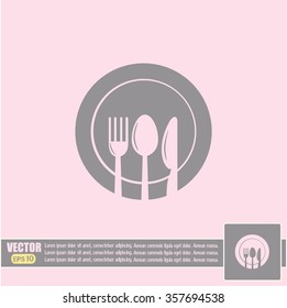 vector illustration sign with spoon, fork and knife