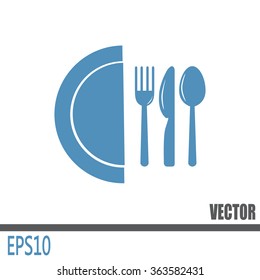 vector illustration sign with spoon, fork and knife