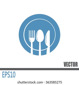 vector illustration sign with spoon, fork and knife