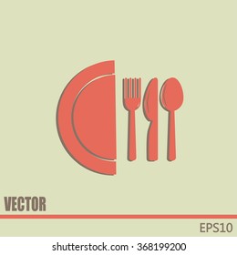 vector illustration sign with spoon, fork and knife