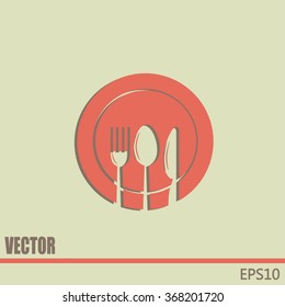 vector illustration sign with spoon, fork and knife