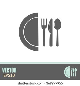 vector illustration sign with spoon, fork and knife