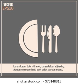 vector illustration sign with spoon, fork and knife