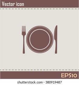 vector illustration sign with spoon, fork and knife.Menu card.