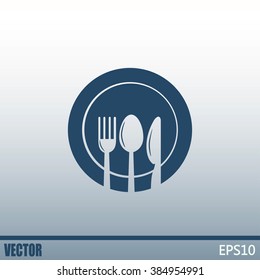 vector illustration sign with spoon, fork and knife