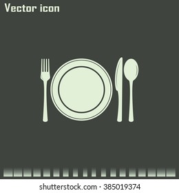 vector illustration sign with spoon, fork and knife.Menu card.
