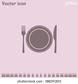 vector illustration sign with spoon, fork and knife.Menu card.