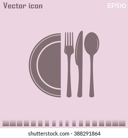 vector illustration sign with spoon, fork and knife.Menu card.