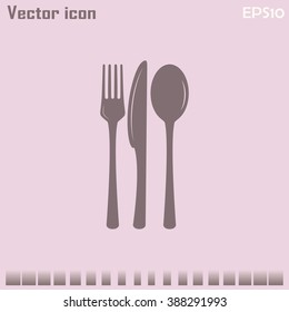 vector illustration sign with spoon, fork and knife.Menu card.
