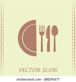vector illustration sign with spoon, fork and knife