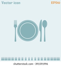 vector illustration sign with spoon, fork and knife.Menu card.