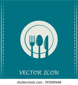 vector illustration sign with spoon, fork and knife