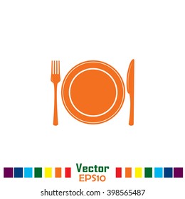 vector illustration sign with spoon, fork and knife.Menu card.