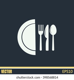 vector illustration sign with spoon, fork and knife