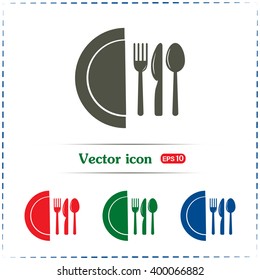 vector illustration sign with spoon, fork and knife
