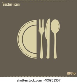 vector illustration sign with spoon, fork and knife.Menu card.