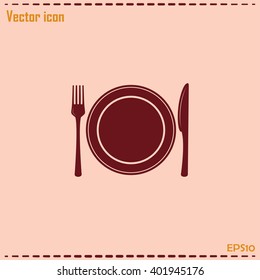 vector illustration sign with spoon, fork and knife.Menu card.