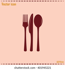 vector illustration sign with spoon, fork and knife.Menu card.