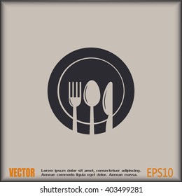 vector illustration sign with spoon, fork and knife