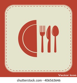 vector illustration sign with spoon, fork and knife