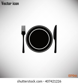 vector illustration sign with spoon, fork and knife.Menu card.