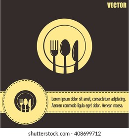 vector illustration sign with spoon, fork and knife