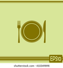 vector illustration sign with spoon, fork and knife.Menu card.