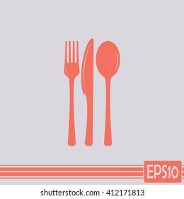 vector illustration sign with spoon, fork and knife.Menu card.