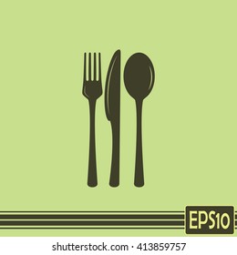 vector illustration sign with spoon, fork and knife.Menu card.