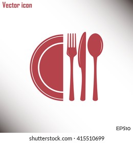 vector illustration sign with spoon, fork and knife.Menu card.
