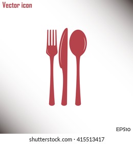 vector illustration sign with spoon, fork and knife.Menu card.