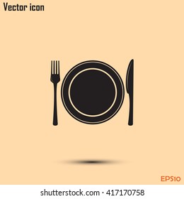 vector illustration sign with spoon, fork and knife.Menu card.