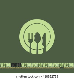 vector illustration sign with spoon, fork and knife