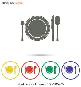 vector illustration sign with spoon, fork and knife.Menu card.