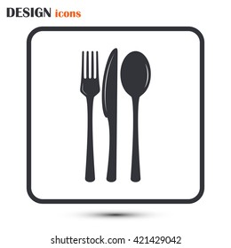 vector illustration sign with spoon, fork and knife.Menu card.